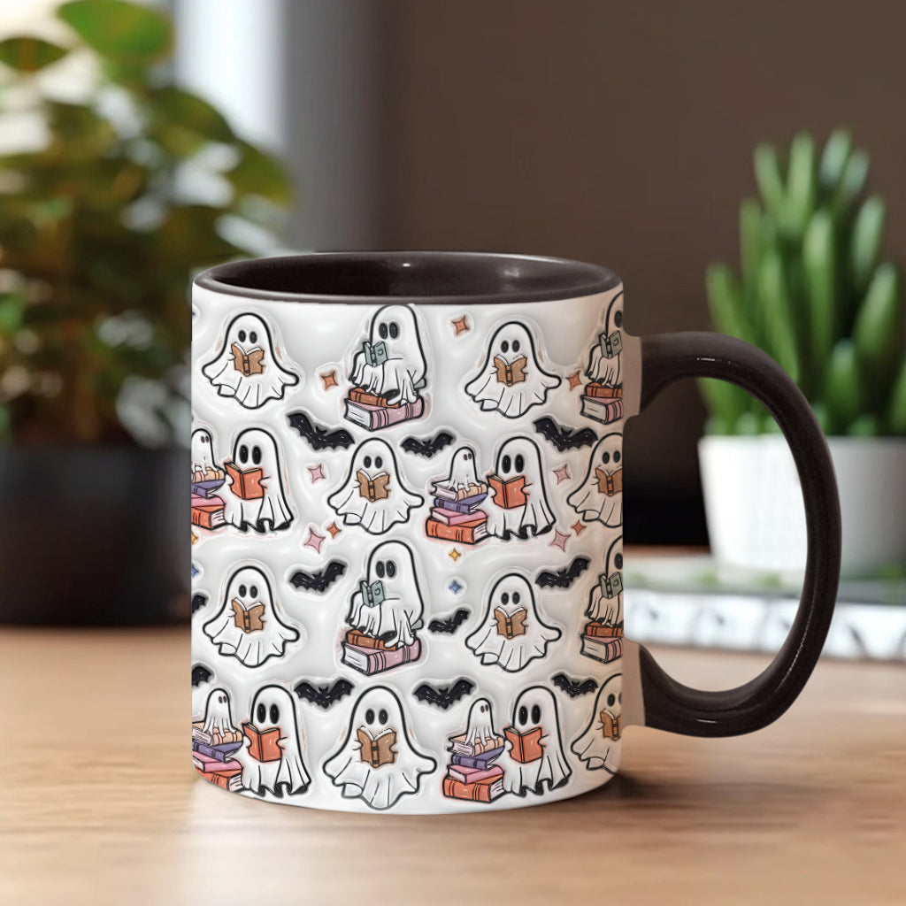 Cute Ghost Reading Booooks - Personalized Book Accent Mug
