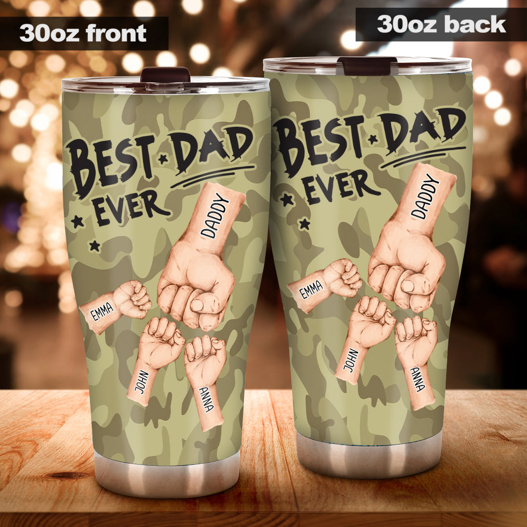 Best Dad Ever Camo Pattern Fist Bump - Personalized Father Tumbler