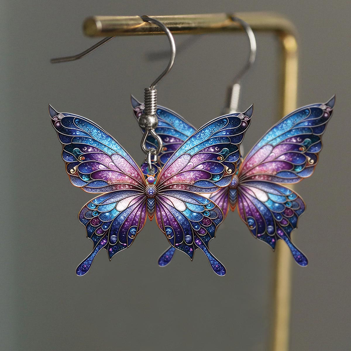 Superbes boucles d'oreilles papillon personnalisées violettes