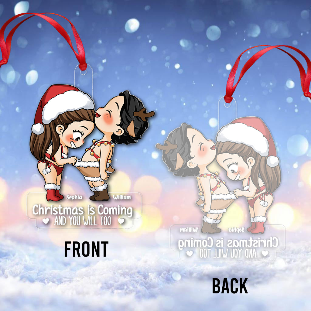 Funny Couple Christmas Gift - Personalized Couple Transparent Ornament