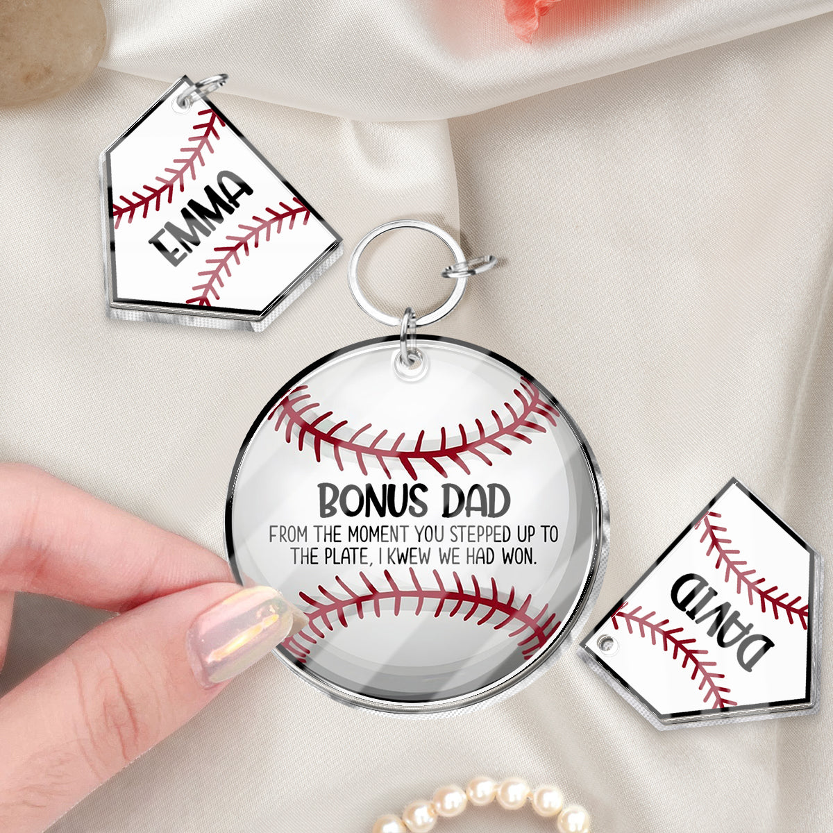 Bonus Dad - Personalized Father Keychain with Charms