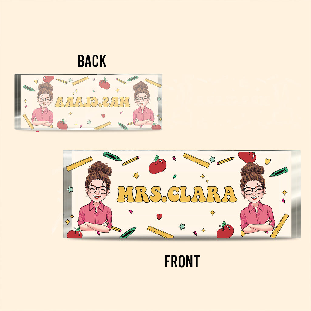 Teacher Desk Name Plate - Personalized Teacher Custom Shaped Acrylic Plaque