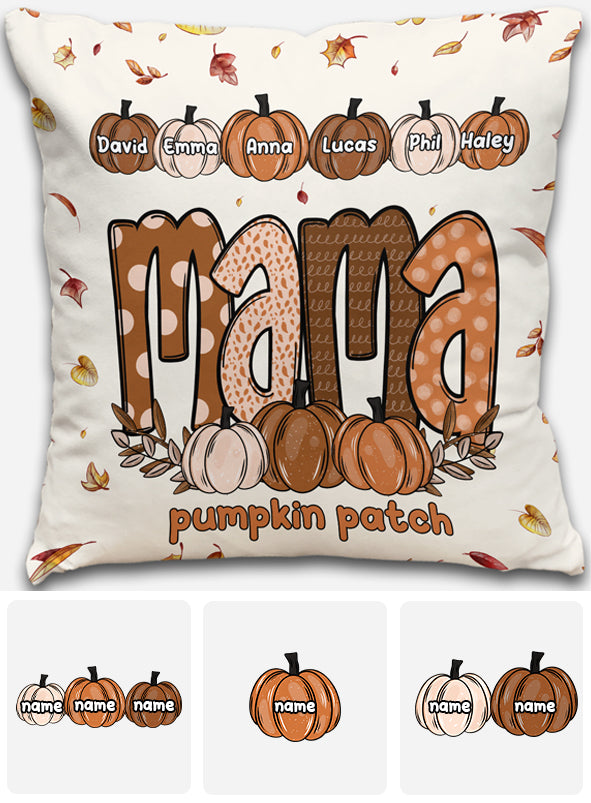 Mama Pumpkin Patch - Personalized Mother Throw Pillow