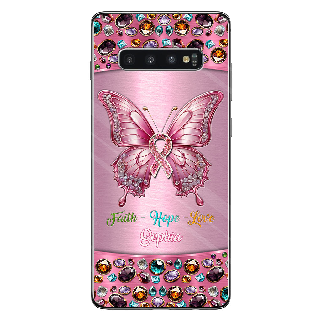 Coque de téléphone transparente personnalisée « Espoir de guérison » pour la sensibilisation au cancer du sein