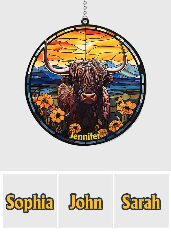 Vache des Highlands - Ornement attrape-soleil personnalisé à suspendre à la fenêtre 