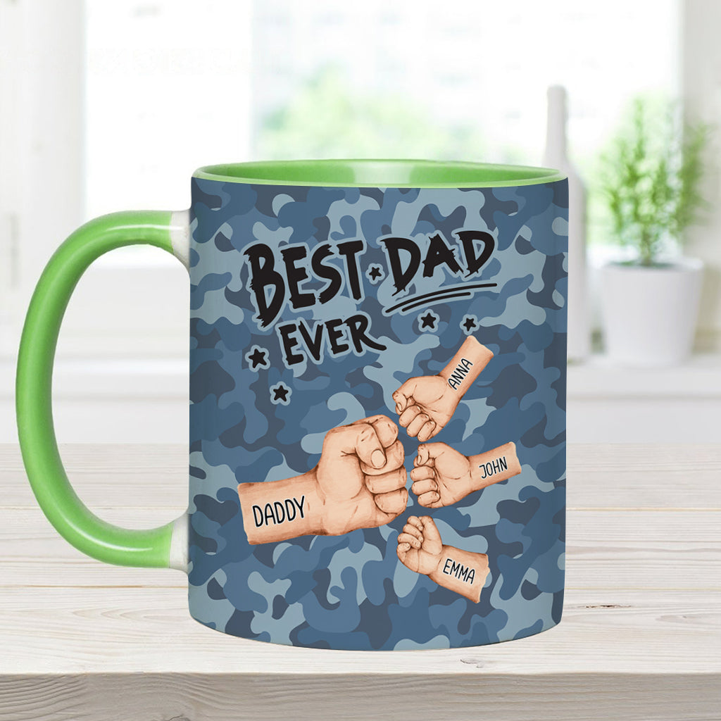 Best Dad Ever Camo Pattern Fist Bump - Personalized Father Accent Mug
