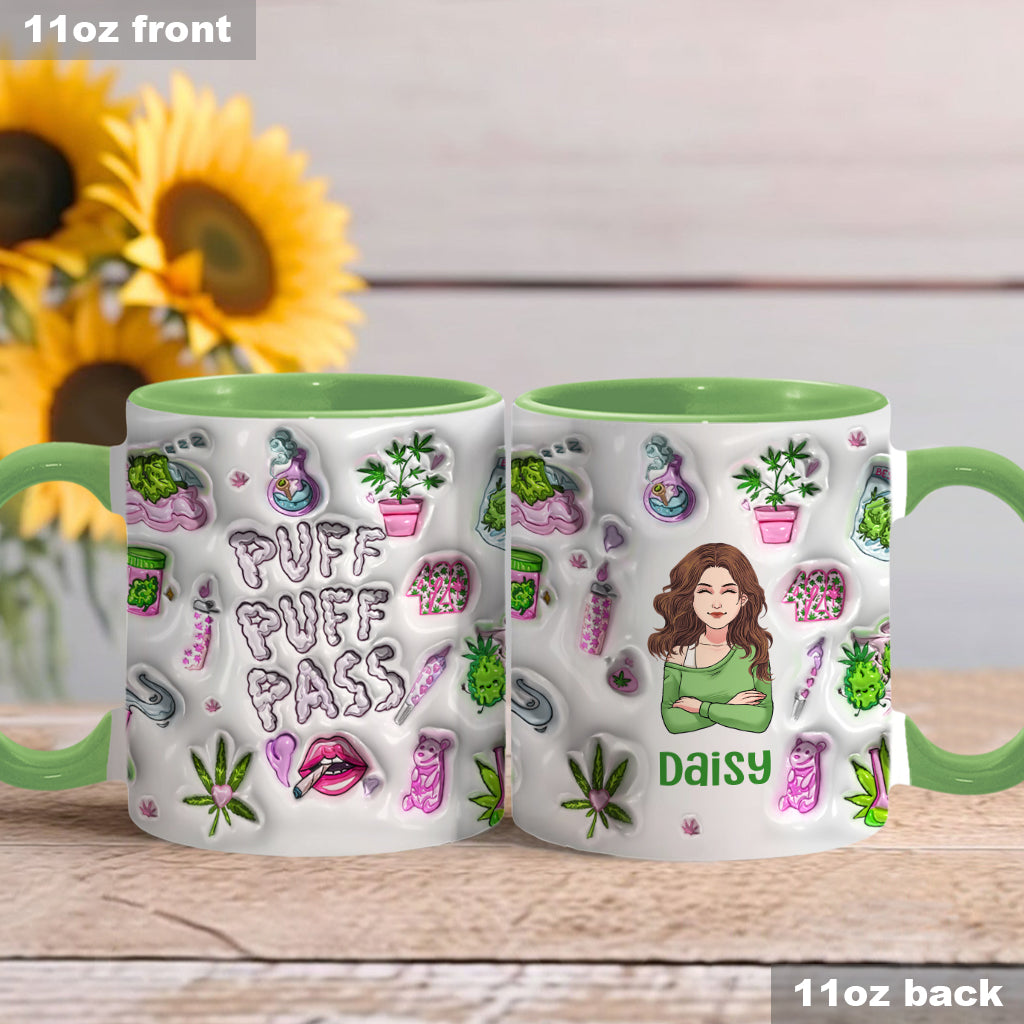 Puff Puff Pass Aufblasbarer 3D-Becher mit personalisiertem Weed-Motiv