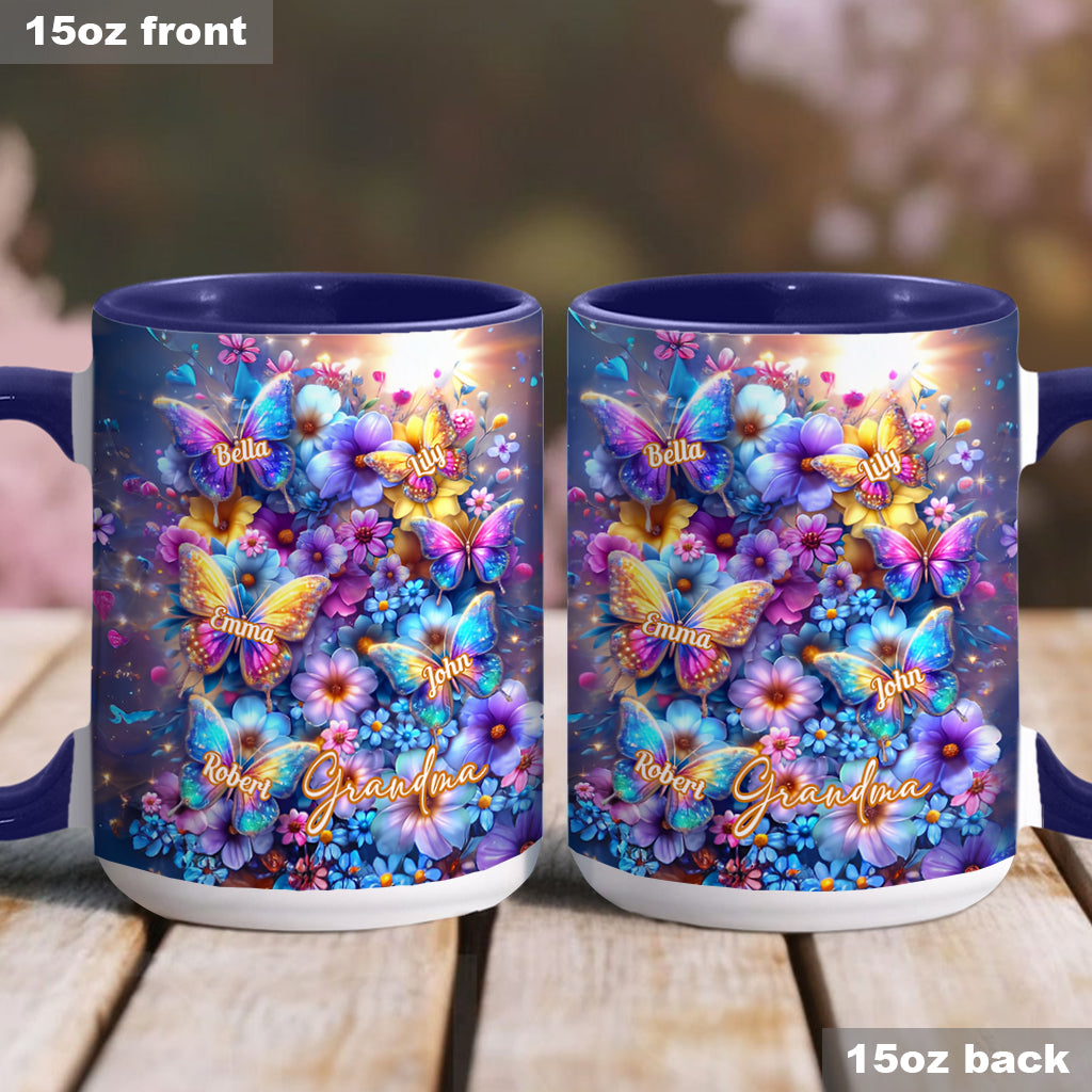 Love Being Called Grandma Colorful Butterfly - Personalized Grandma Accent Mug