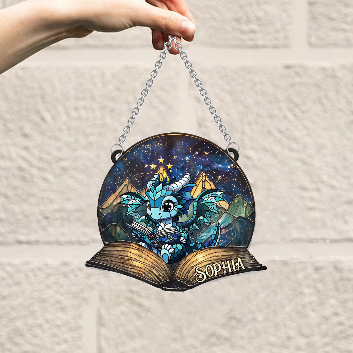 Fantasy-Buchleser – Personalisierter Buch-Fensterhänger als Sonnenfänger 