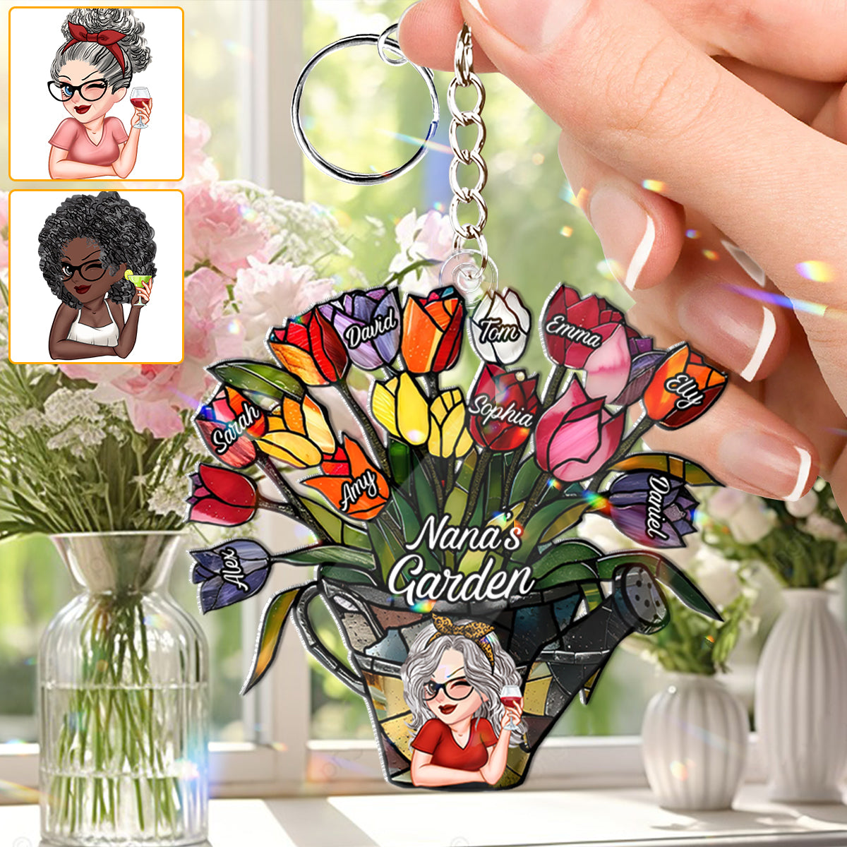 Grandma's Garden - Personalized Grandma Keychain