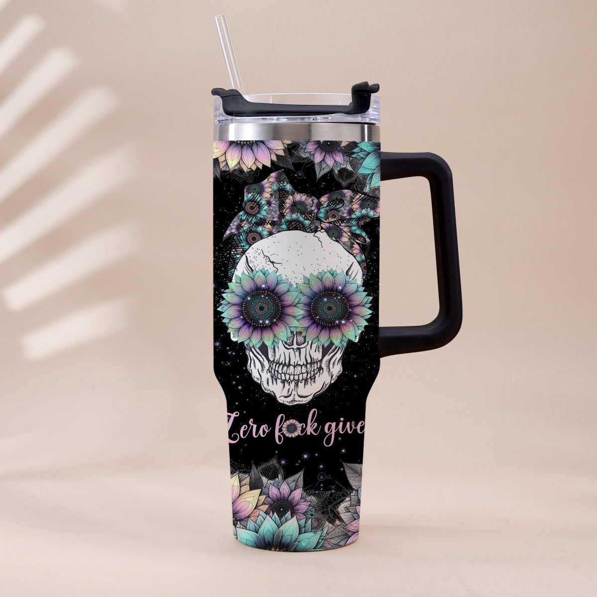 You Are My Sunshine - Personalized Skull Tumbler With Handle