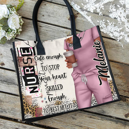 Funny Nurse Leopard Gift For Nurse, CNA, CMA, Doctor - Personalized Nurse Canvas Tote Bag