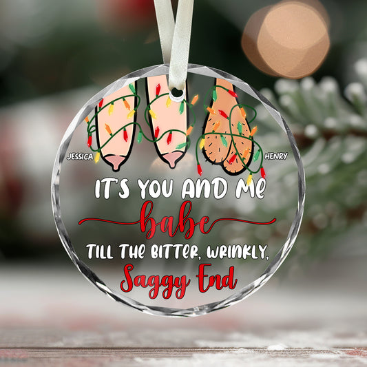 It's You And Me - Personalized Couple Round Shaped Glass Ornament