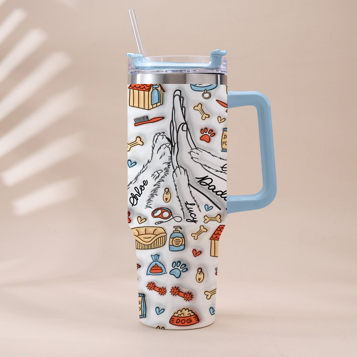 Best Dog Dad Ever - Personalized Father Tumbler With Handle