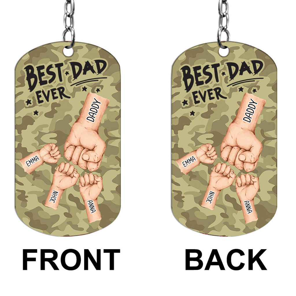Best Dad Ever Camo Pattern Fist Bump - Personalized Father Stainless Steel Keychain