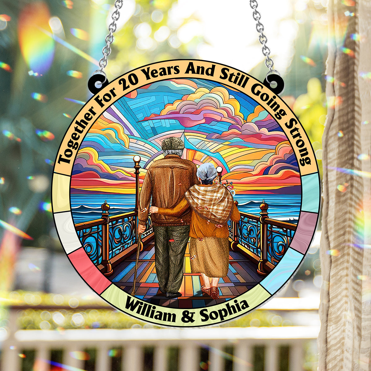 From Our First Kiss Till Our Last Breath - Personalized Couple Window Hanging Suncatcher Ornament