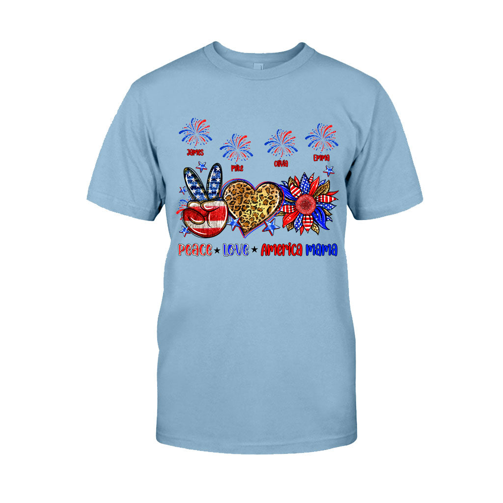 Peace Love American Nana Mama Any Title - Personalized Mother T-shirt And Hoodie