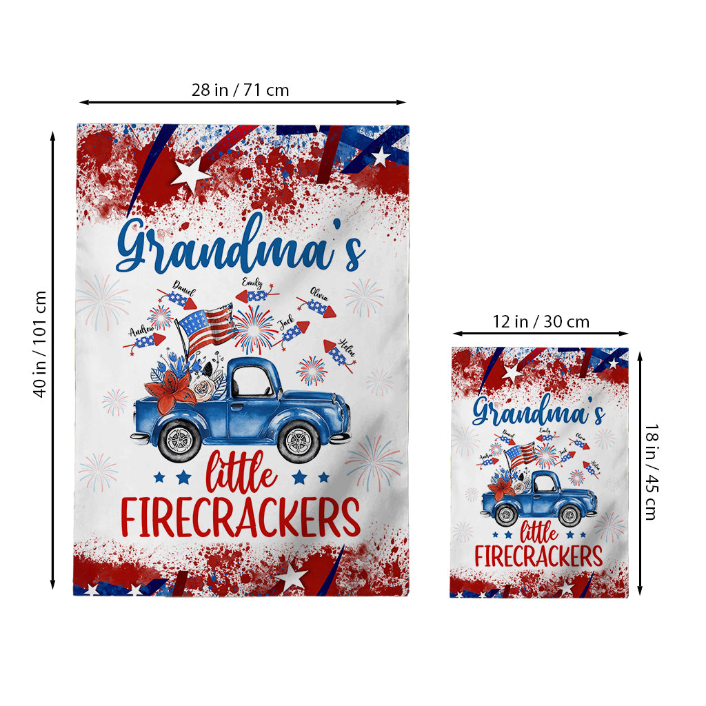 Nana's Little Firecracker - Personalized Grandma Garden Flag