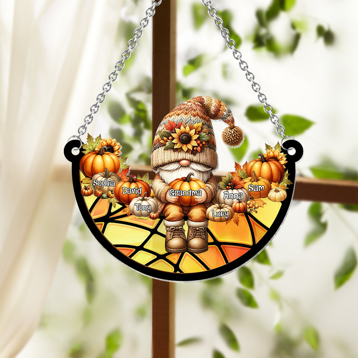 Grandma Life Fall Vibes - Personalized Grandma Window Hanging Suncatcher Ornament