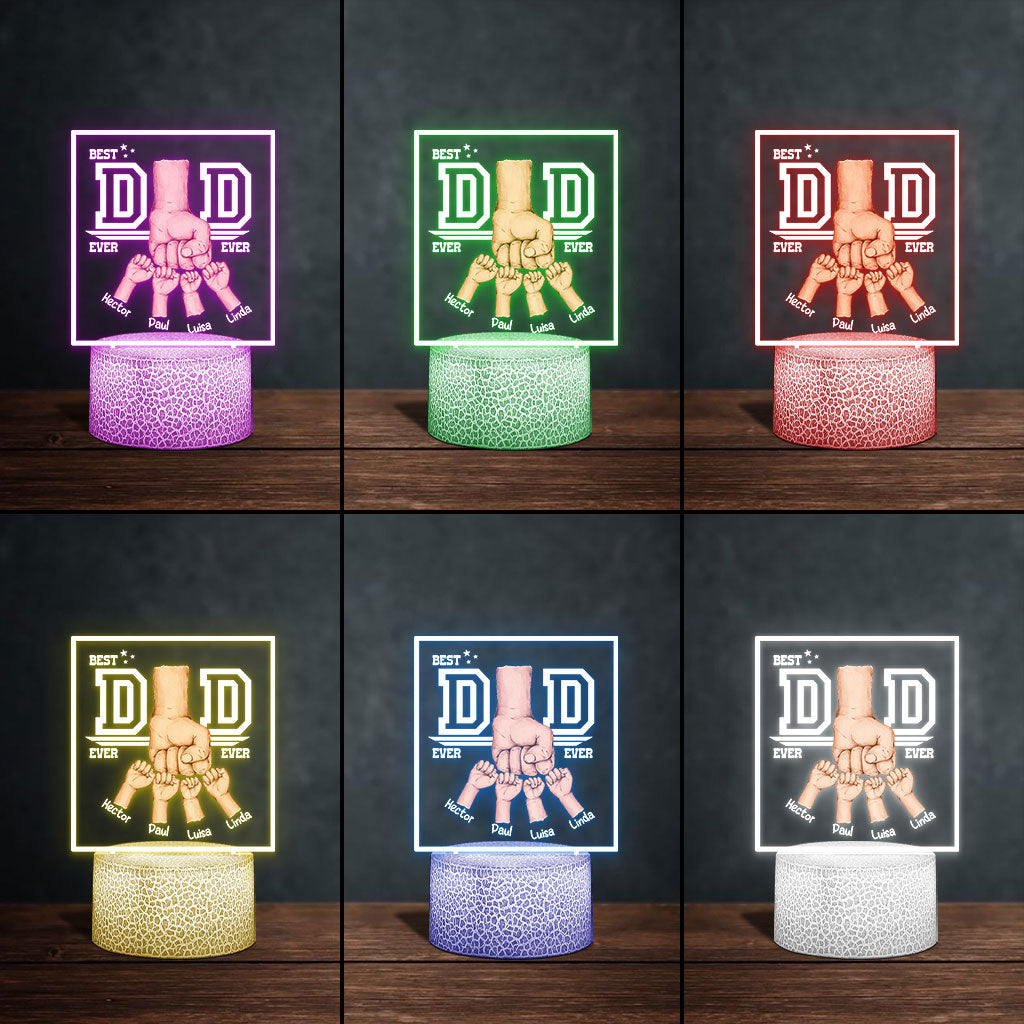 Best Dad Ever Fist Bump - Personalized Father Shaped Plaque Light Base
