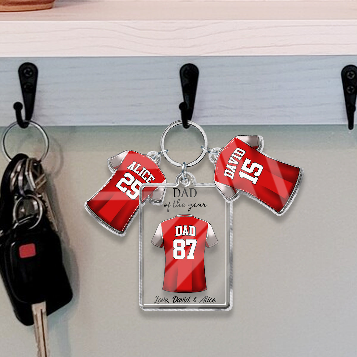 Best Dad Ever - Personalized Father Keychain with Charms