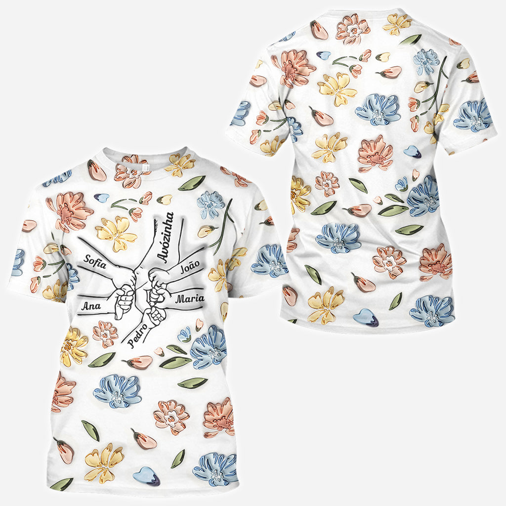 Mom's Love Hands Holding Pastel Floral - Personalized Mother All Over Shirt