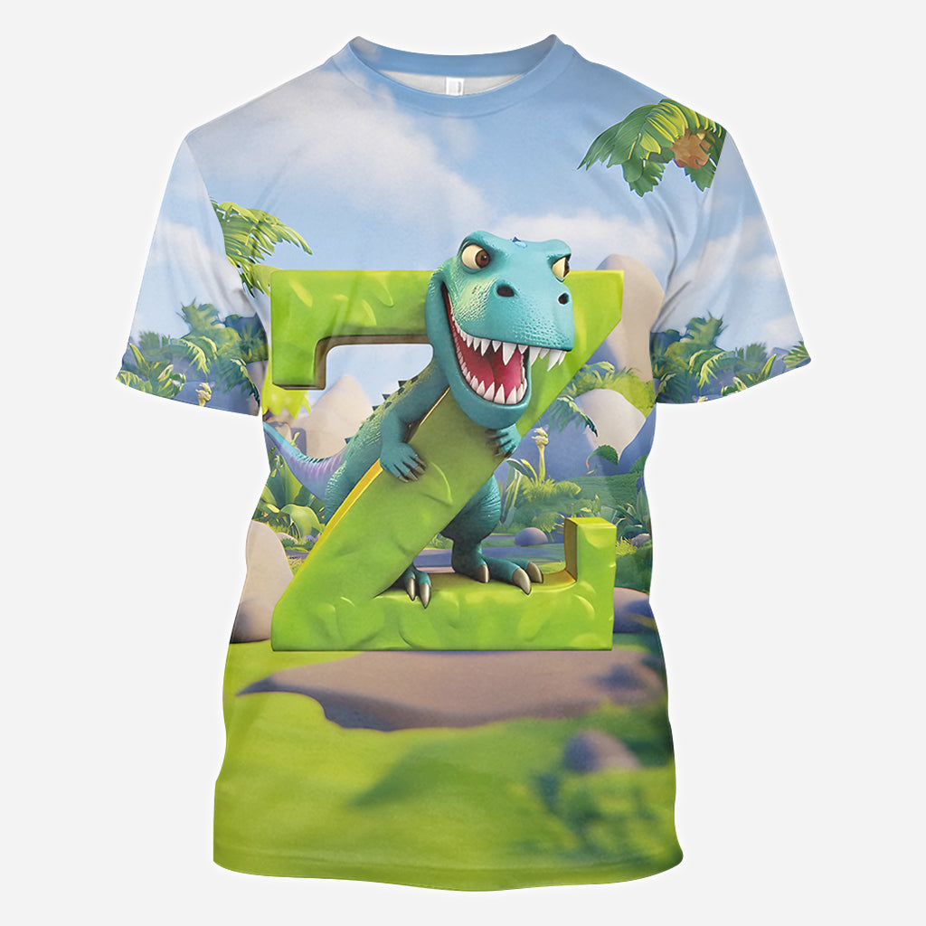 Dinosaurier-Alphabet - Personalisiertes Kinder-T-Shirt