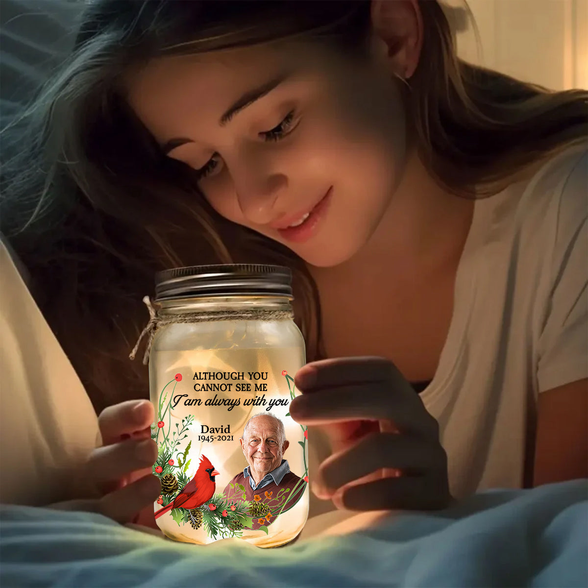 I'm Always With You - Personalized Memorial Mason Jar Light