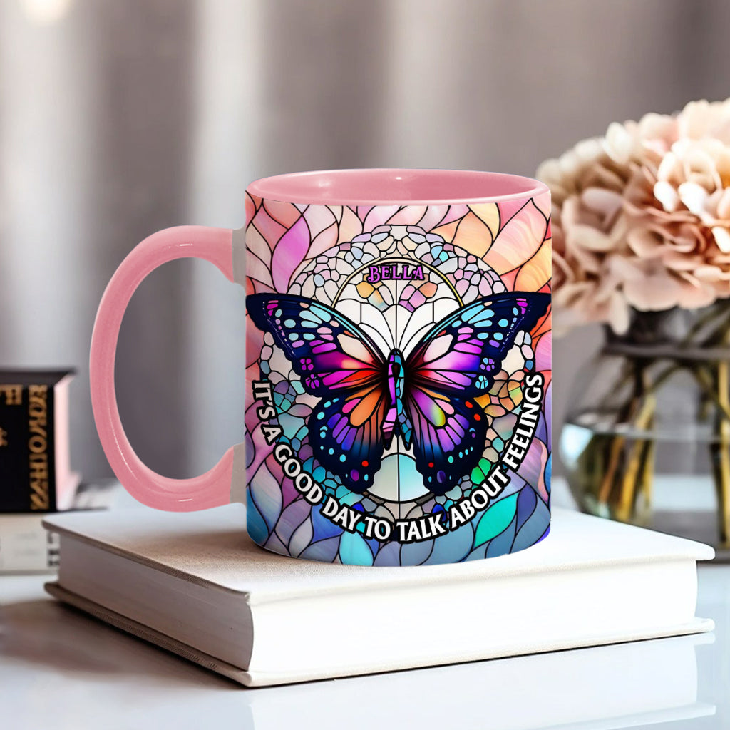 Heute ist ein guter Tag, um über Gefühle zu sprechen – personalisierte Tasse