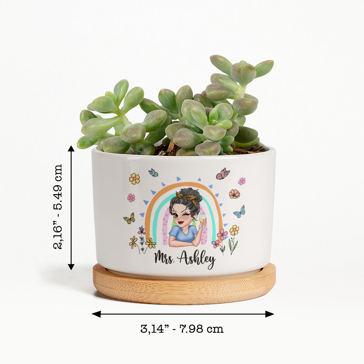 Danke, dass Sie mir beim Wachsen geholfen haben – personalisierter Keramik-Blumentopf für Lehrer
