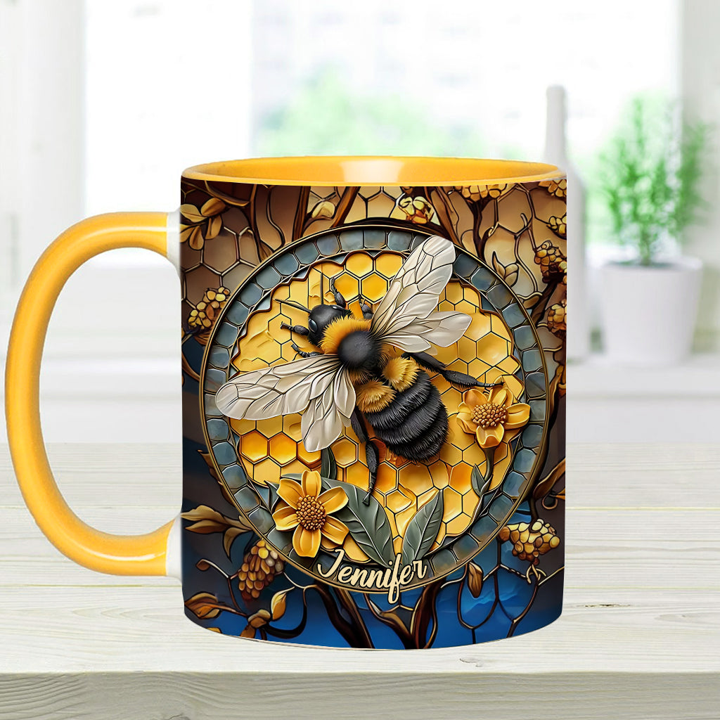Mug personnalisé motif abeille - Nid d'abeille