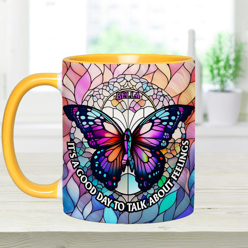 Heute ist ein guter Tag, um über Gefühle zu sprechen – personalisierte Tasse