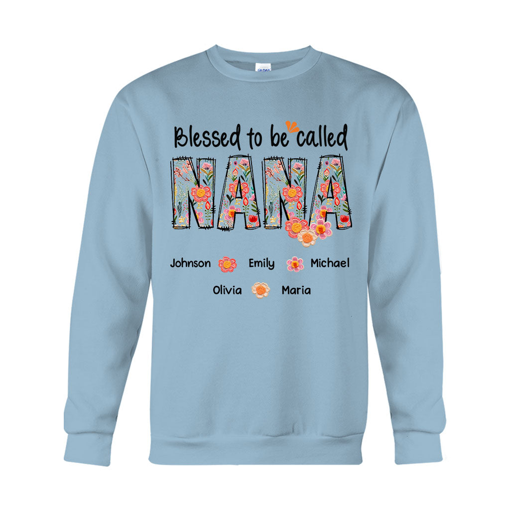 Blessed To Be Called Nana Floral Style - Personalized Grandma T-shirt And Hoodie