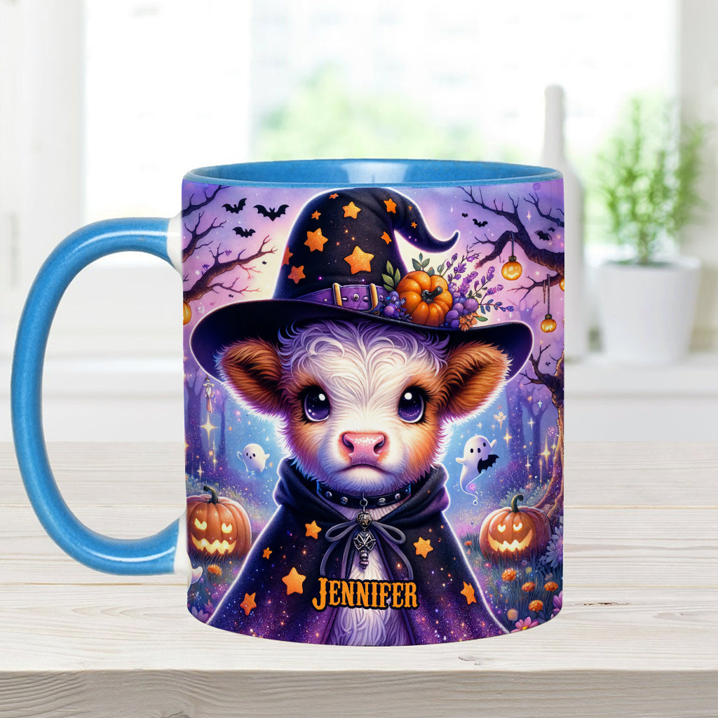 Baby Highland Cow Witch Halloween - Personalized Accent Mug