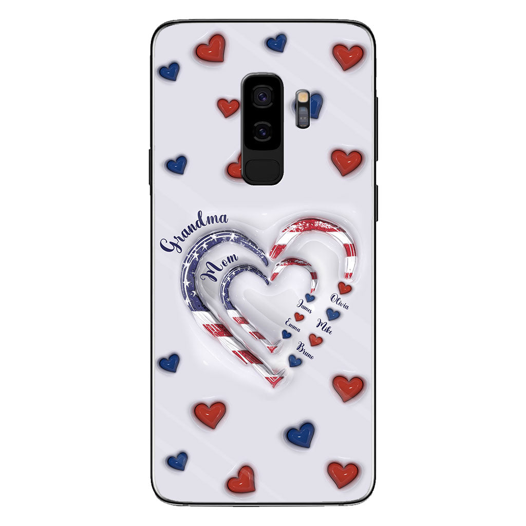 4th Of July Grandma's Hearts - Personalized Grandma Phone Case