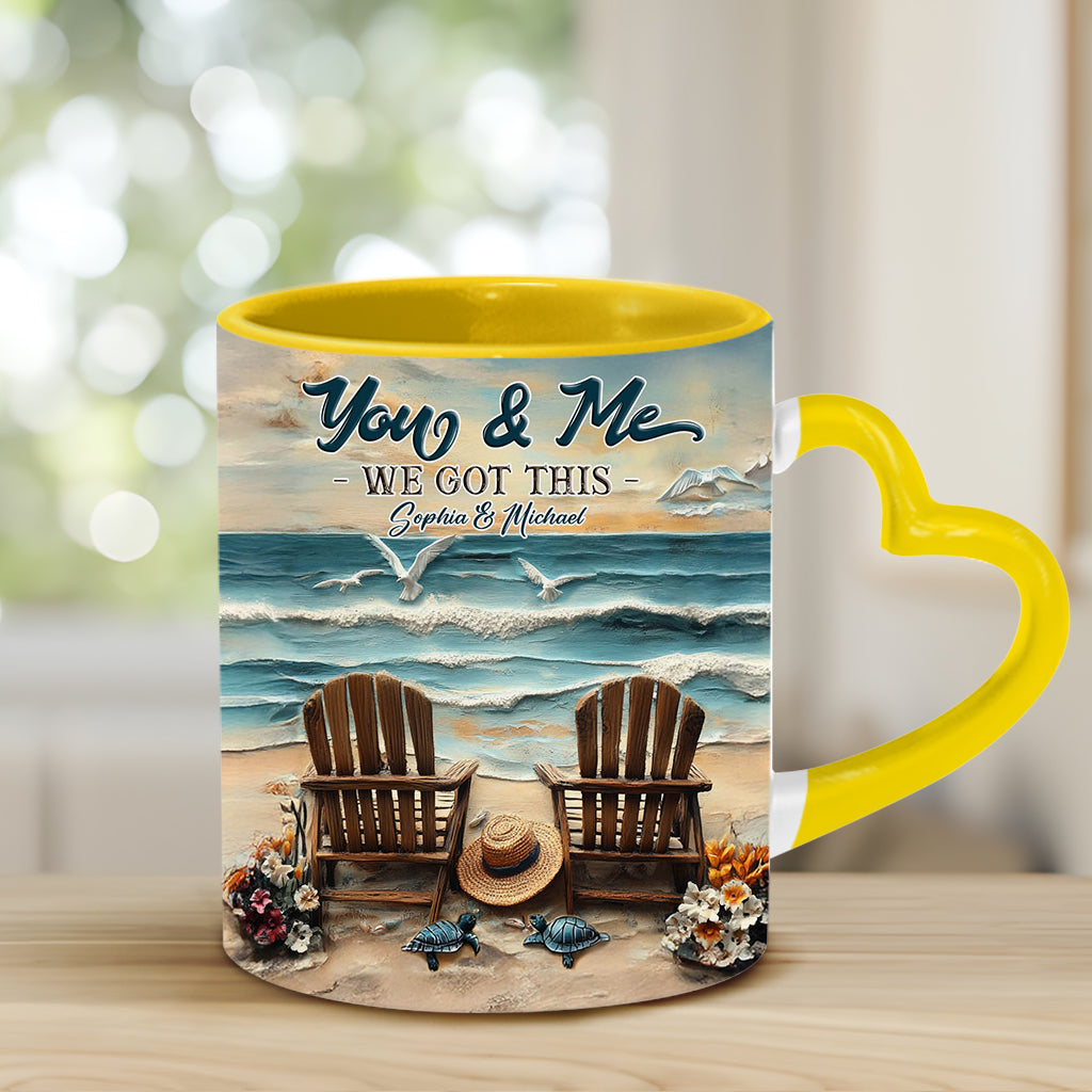 And So Together They Built A Life They Loved - Personalized Couple Heart Handle Mug