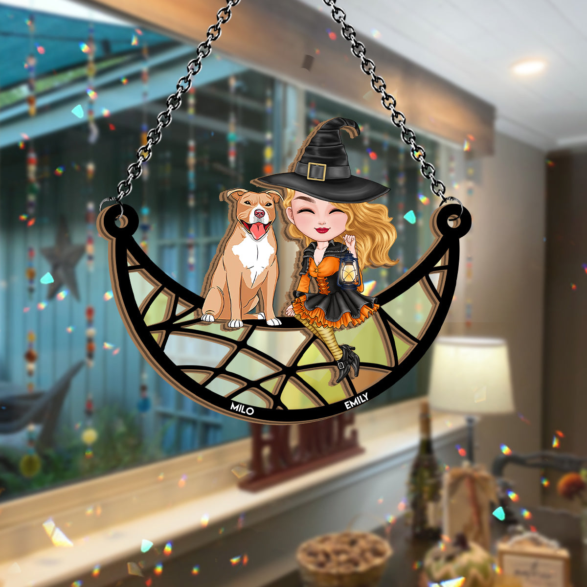 Witches - Personalized Witch 2 Layered Window Hanging Suncatcher