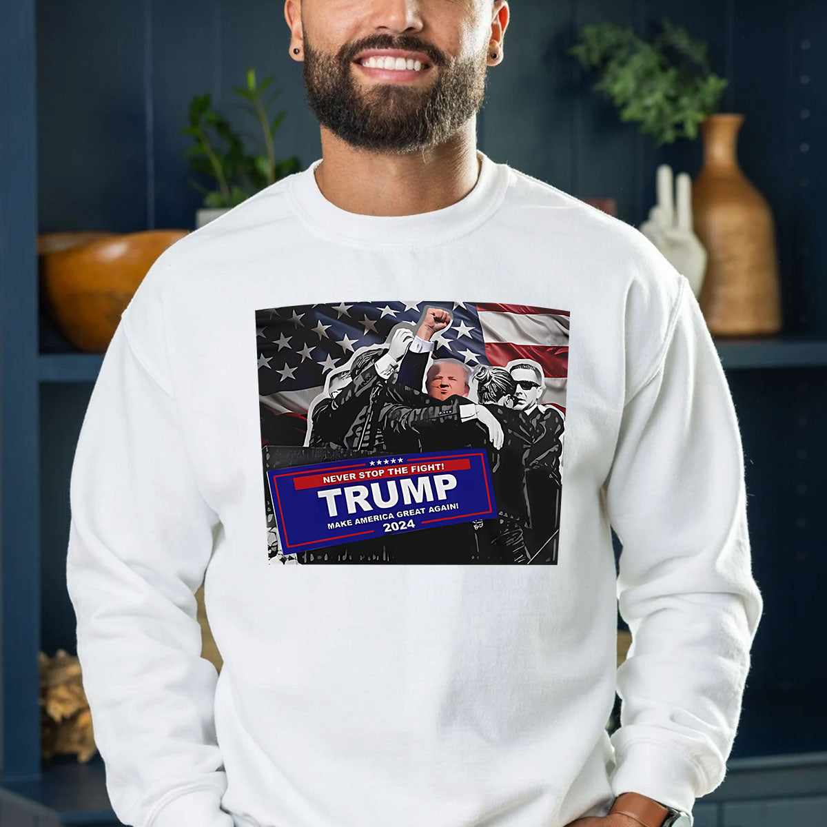 T-shirt « Unis nous sommes forts », T-shirt « Jamais de reddition », T-shirt « Luttons pour l’Amérique », T-shirt « Rassemblement 2024 », T-shirt « Luttons, combattons, combattons »