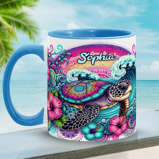Peace Love Turtle - Personalized Turtle Accent Mug