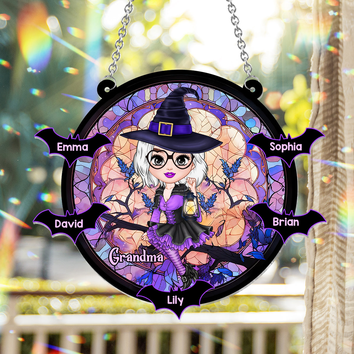 Grandma Witch - Personalized Grandma Window Hanging Suncatcher Ornament