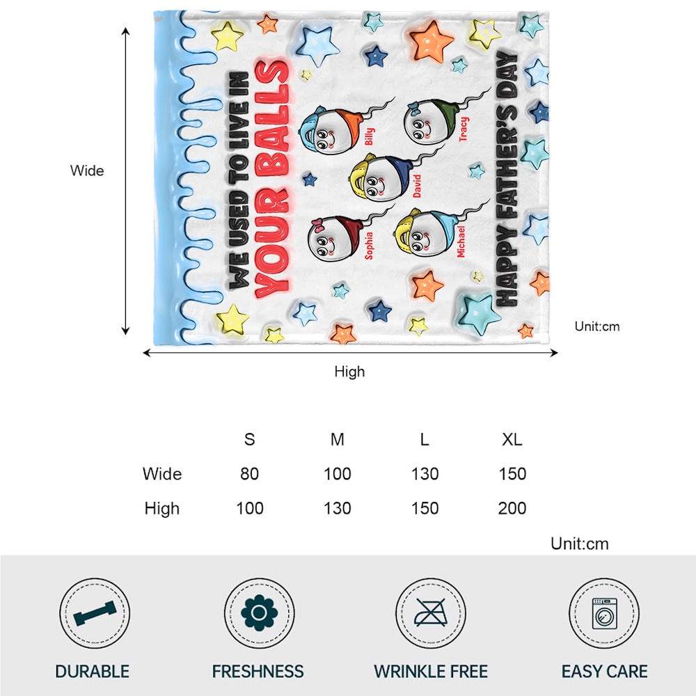 We Used To Live In Your Balls - Personalized Father Blanket