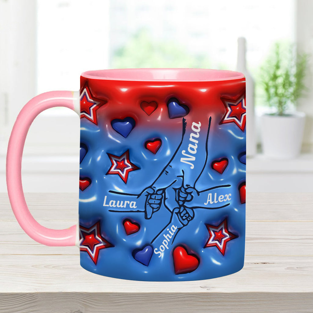 Nana & Grandkids Holding Hands - Personalized Grandma Accent Mug