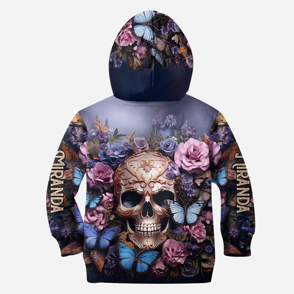Beauty Of The Dark Skull Roses Butterflies - Personalized Skull Hoodie and Leggings
