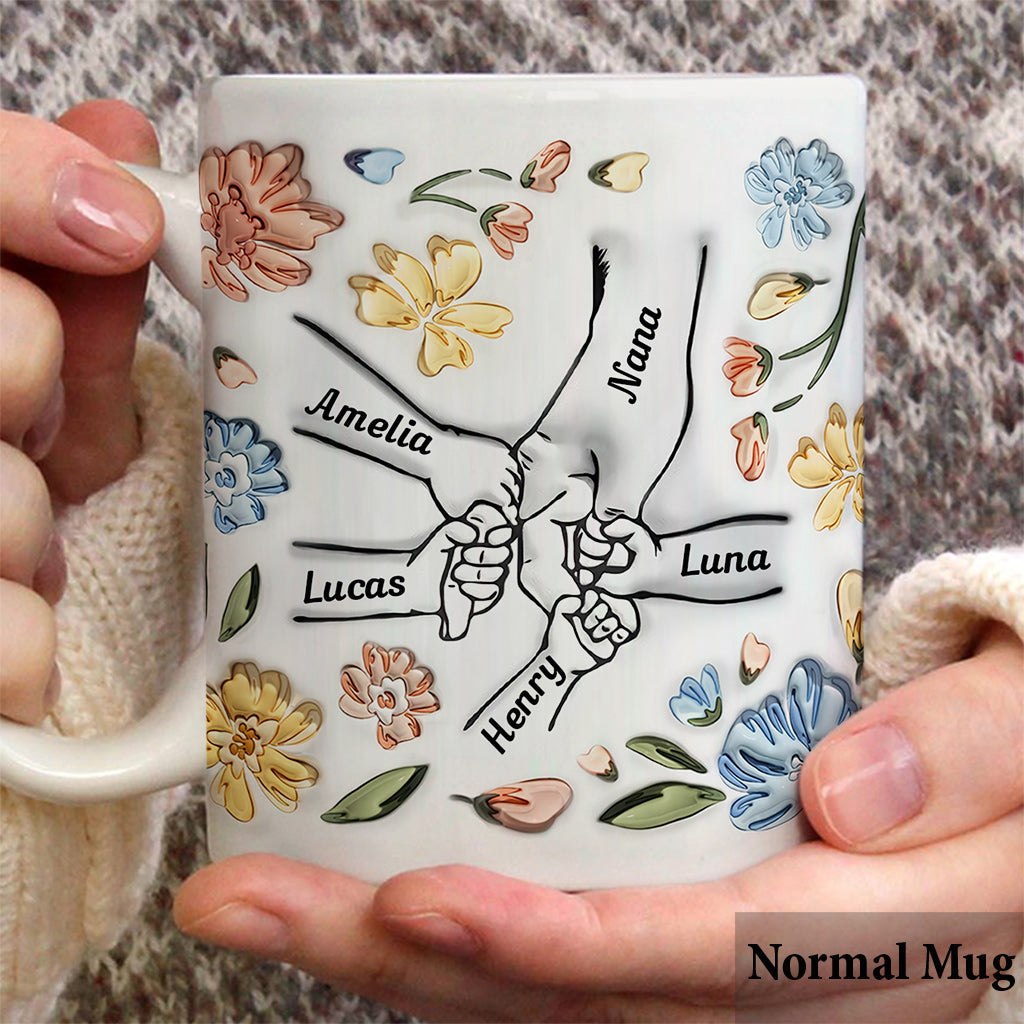 Mom's Love Hands Holding - Personalized Mother Mug