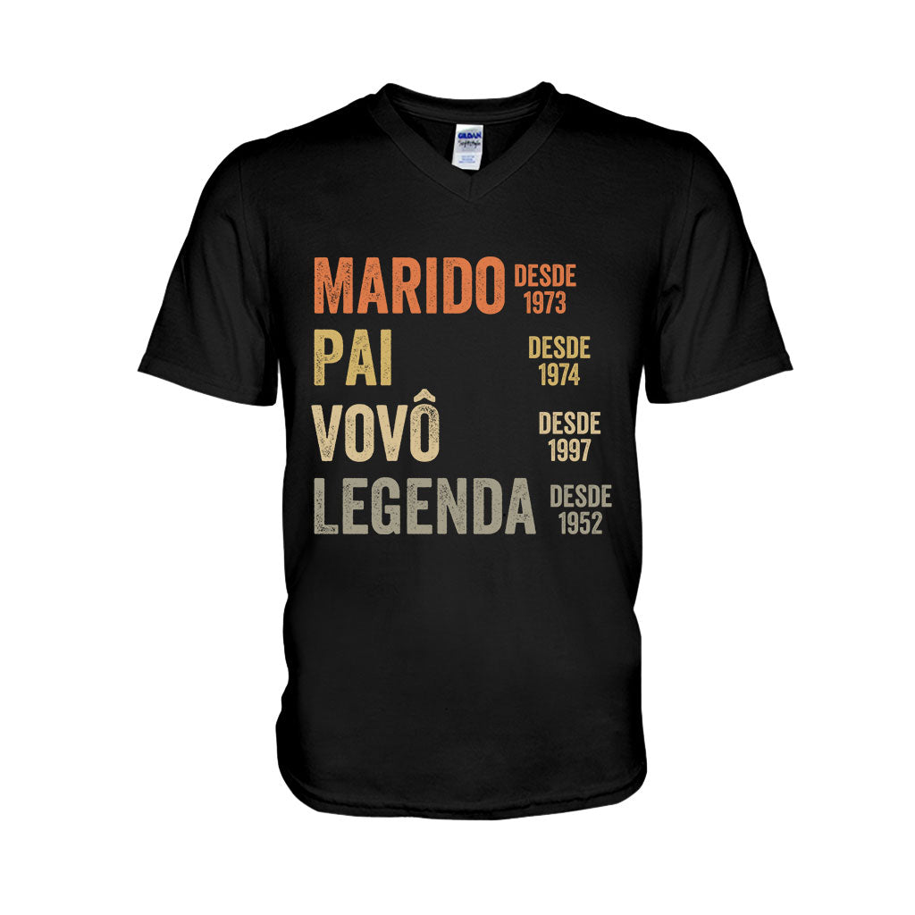 Marido Pai Vovô Legenda Desde – Personalisiertes Opa-T-Shirt und Kapuzenpullover