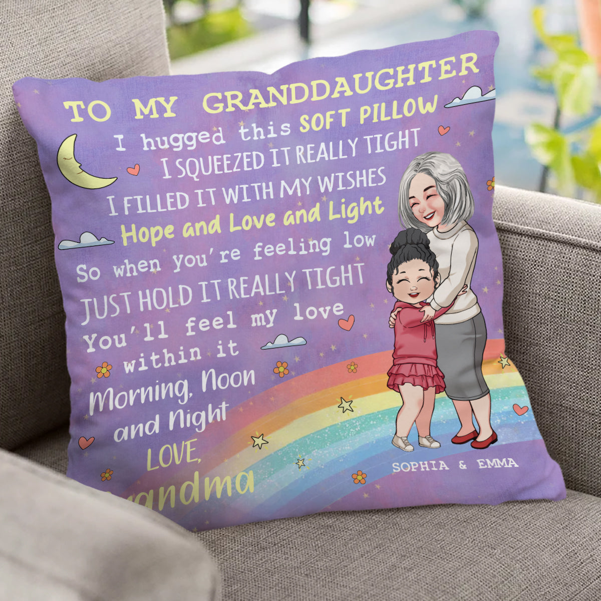 À ma fille/petite-fille/fils/petit-fils... - Coussin décoratif personnalisé pour grand-mère