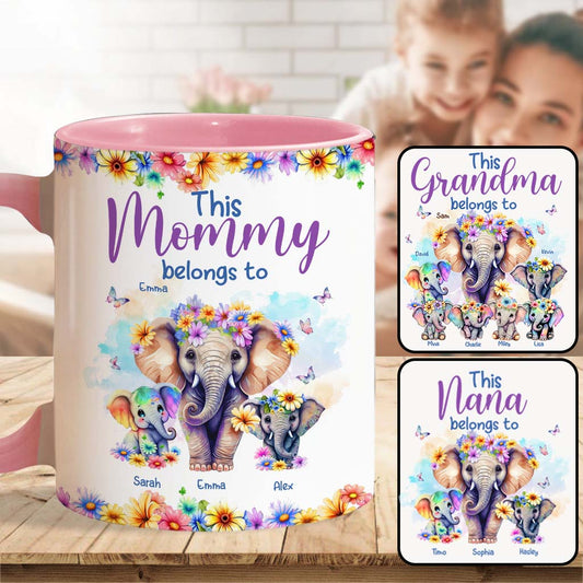 Elephants This Mommy Belongs To - Personalized Mother Accent Mug