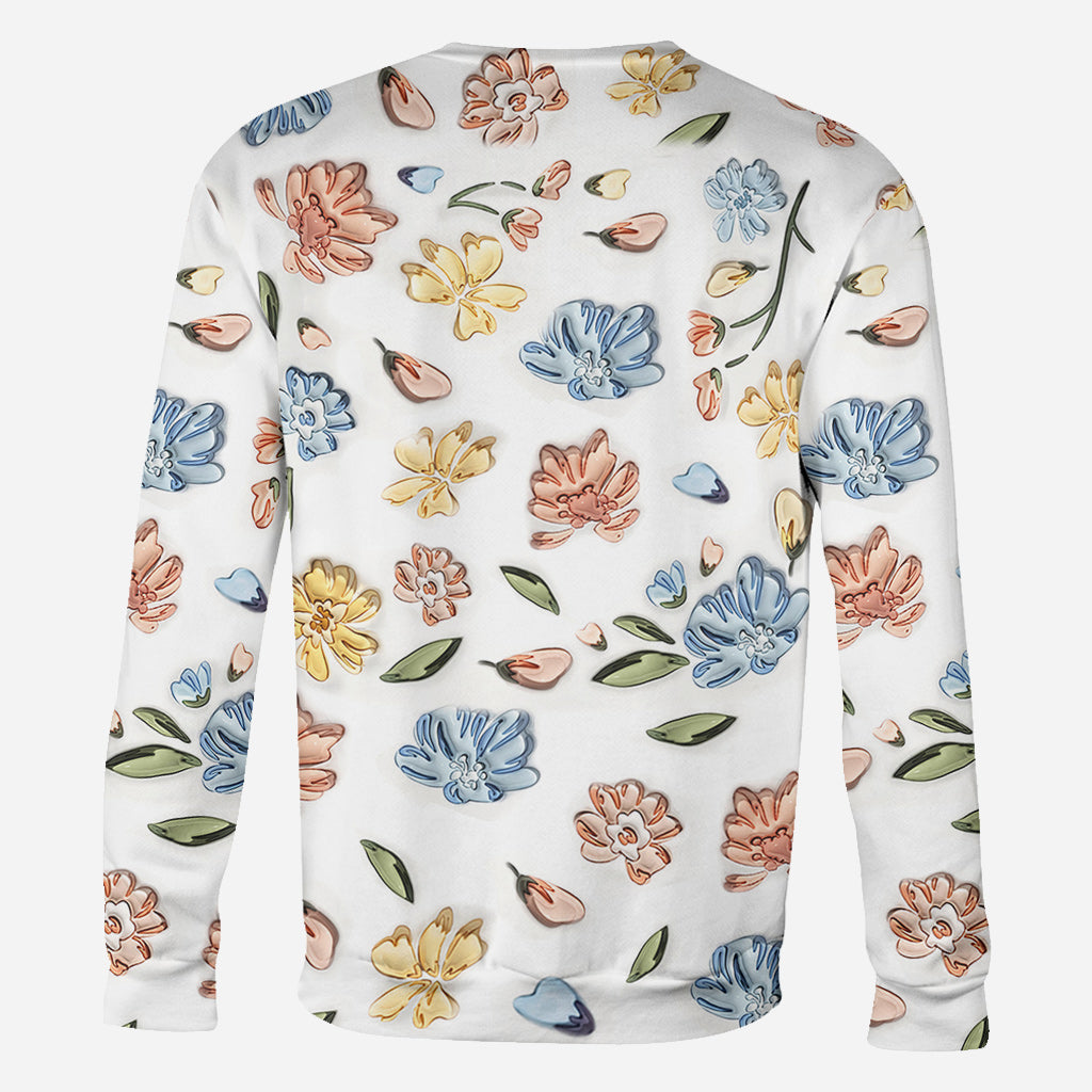 Mom's Love Hands Holding Pastel Floral - Personalized Mother All Over Shirt