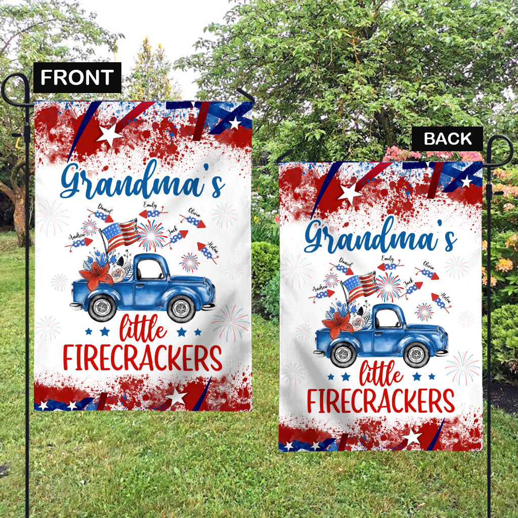 Nana's Little Firecracker - Personalized Grandma Garden Flag