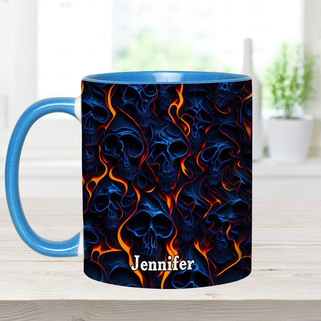 Flame Fire Skull - Personalized Skull Accent Mug